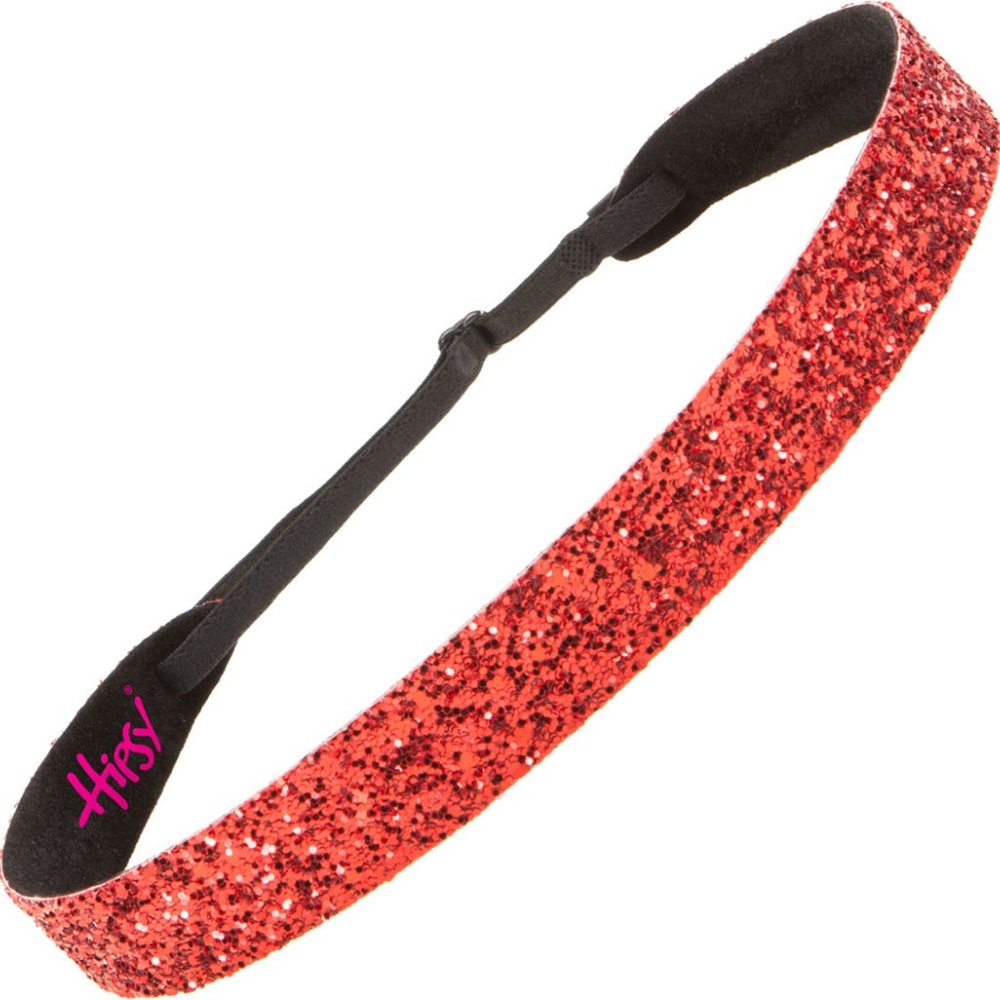 Hipsy Red Adjustable & No Slip Wide Bling Glitter Hair Headband